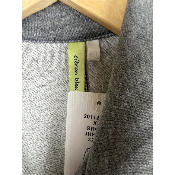 NWT Kleen Gray French Terry Button Raw Edge Pockets Long Jacket #0859 XS - Picture 7 of 7